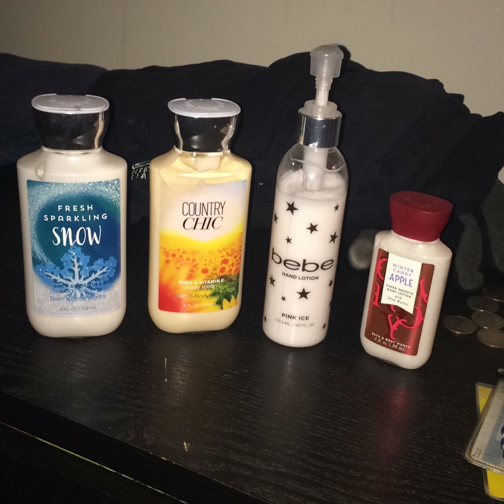 Lotions! Never used. Bebe lotion used once.